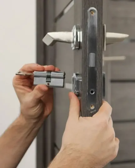 High security door lock installation by professional locksmith